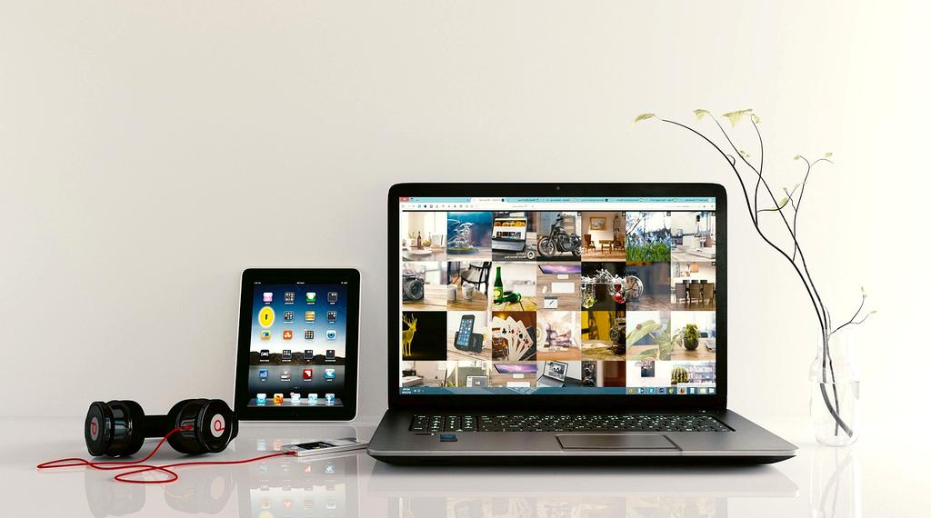 Futuristic holographic user interface with floating digital elements